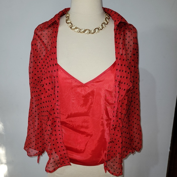 100% Vintage Silk Polka Dot Top - Picture 7 of 7